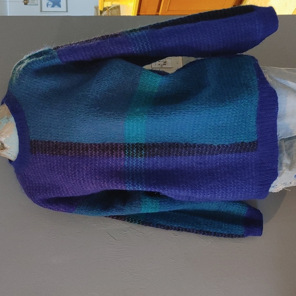 ROBINSONS 90's Oversized Mohair & Acrylic plaid crew neck sweater M
